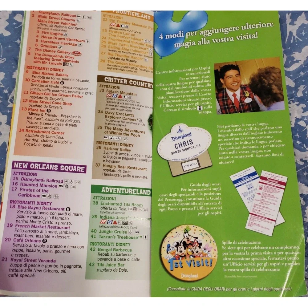 Disneyland Italian Language Guide Book Map‎ Vintage Mickey Mouse Goofy Donald